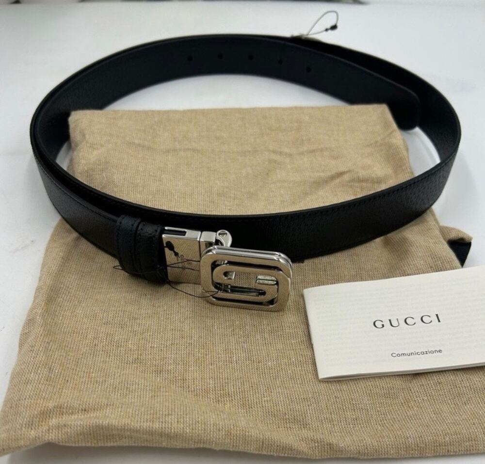 Men's Gucci interlocking G leather belt 120 cm/46 inches made in Italy